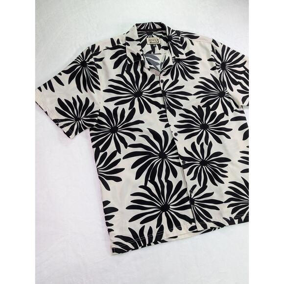 Good Vibes by Drill Size XL Black & White Hawaiian Button Up Short Sleeve Shirt - Picture 2 of 12